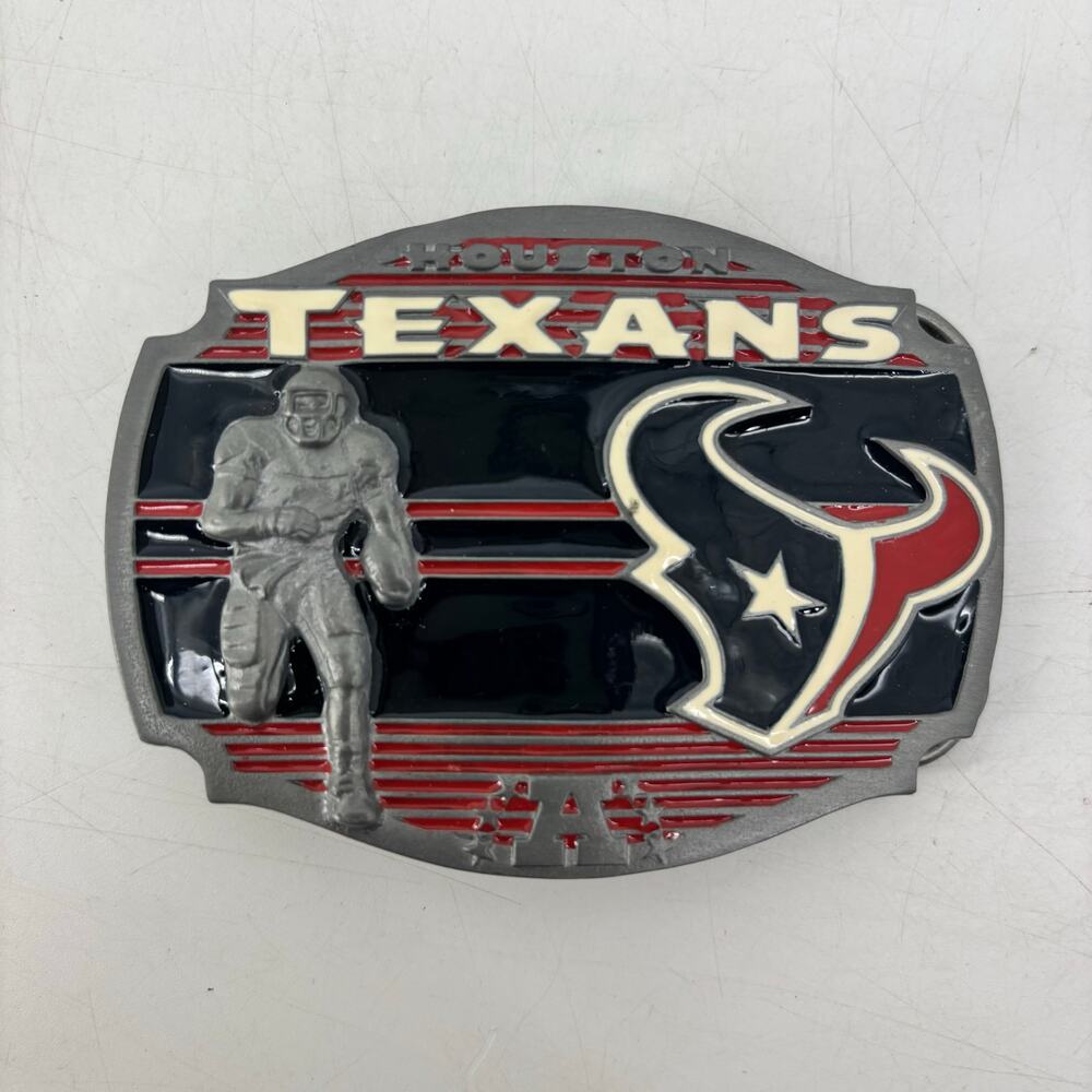 Houston Texans Belt Buckle Pewter Enamel 2008 Football Red White Blue